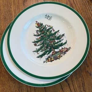 Set of Two Spode “Christmas Tree” Dinner Plates